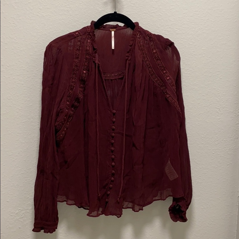Free People Sheer LS Top NWOT
